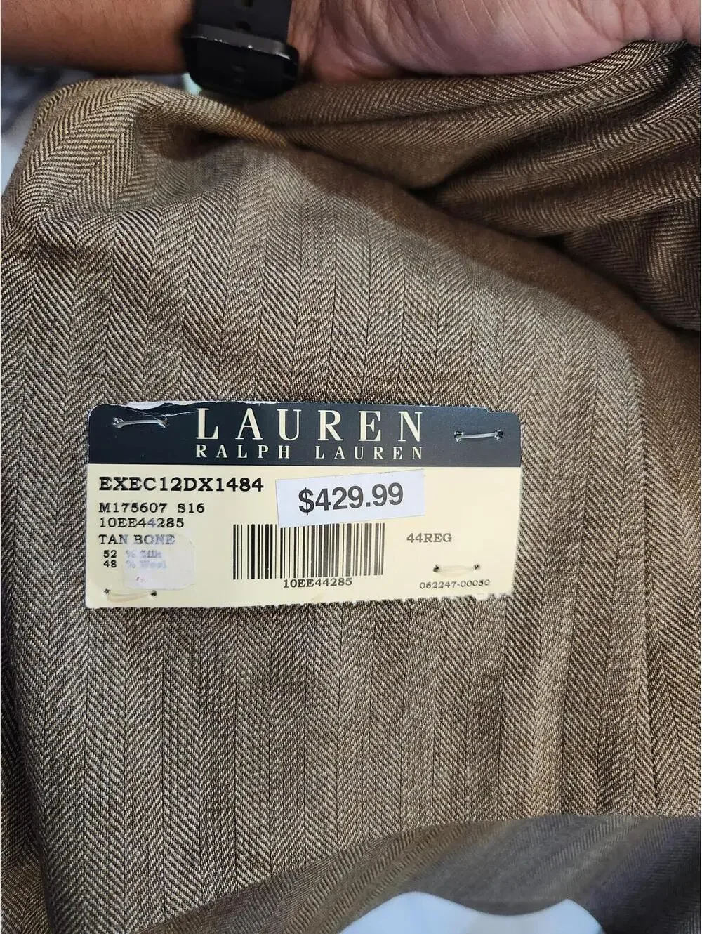 Lauren Ralph Lauren Blazer Coat Men's 44R Silk & Wool Tan Bone NWT $500 Retail